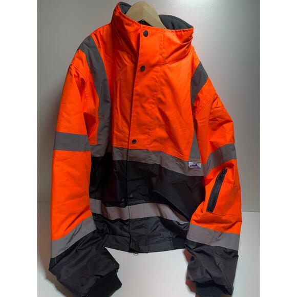 True Crest Safety Bomber Jacket Orange/Black Sz 2XL Type R Class 3 Reflective - Picture 1 of 13